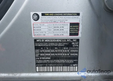 2008 Mercedes-Benz Gl 450 4Matic z USA, uszkodzony, nr VIN 4JGBF71E18A310010